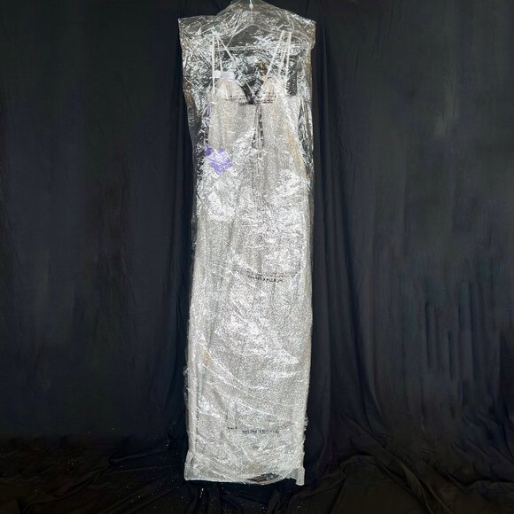 Glitter Tulle Ball Gown with Plunging Neckline by LaDivine - Picture 4 of 4